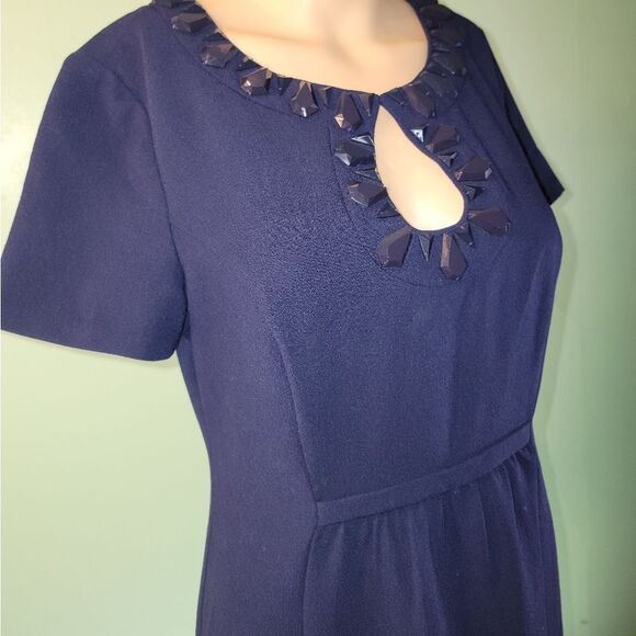 Trina Turk purple blue midi dress beaded - Picture 2 of 5